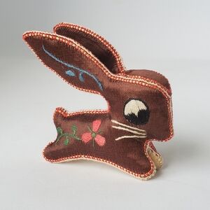 Super Sweet Embroidered Silk Bunny Vintage Stuffed Rabbit Handstitched